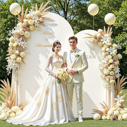 Ivory Arch Backdrop Covers - 7.2FT, 6FT Spandex Fitted Wedding Arch Stand Covers Round Top Chiara Arch Backdrop Cover for Wedding Birthday Party Decoration