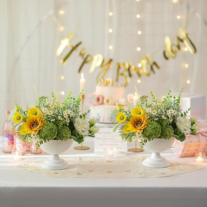 Sziqiqi Urn Vase White Centrepiece: 5.5n Small Bulk Wedding Vases for Table Set of 10 - Vintage Flower Vase for Artificial Flower Arrangement - Metal Unique Honeycomb Vases for Birthday Party