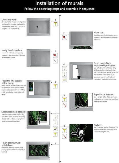 WFBHUA-Green Banana Leaf Wallpaper Mural Tropical Jungle Botanical Leaves Wallpaper for Living Room Bedroom(Not Peel and Stick)