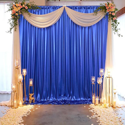 gogoparti 20x10FT Sapphire Blue Sequin Backdrop Curtain - 4 Panels of 5x10FT Wrinkle-Free Glitter Drapes for Photography, Birthdays, Weddings & Graduations