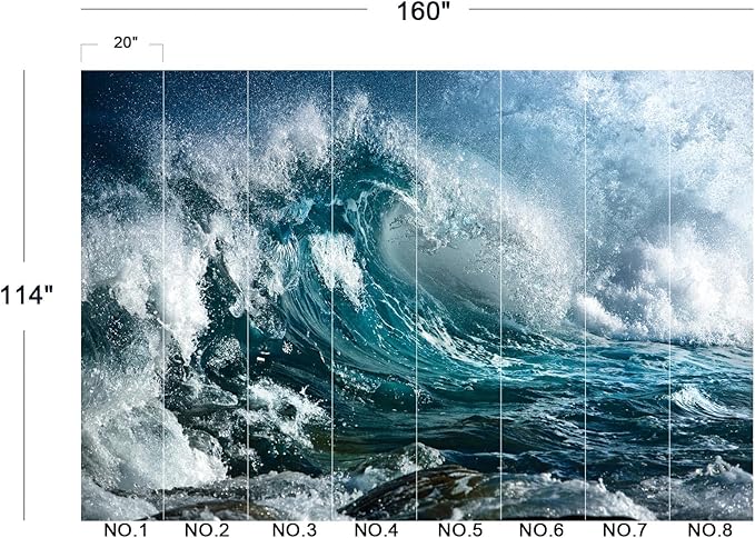Cliouar-Ocean Mural Wallpaper Peel and Stick 160" x 114"