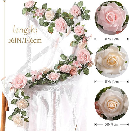 5FT Artificial Rose Flower Burgundy Fake Floral Garland for Wedding Ceremony Backdrop Arch Flowers Table Centerpieces Decorations