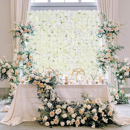 White Flower Wall Backdrop Wedding: 12 Packs 15x15 Inches 3D Floral Rose Wall Panels - Party Event Background Bridal Shower Decorations