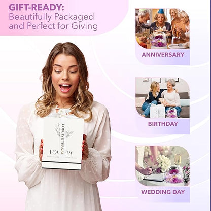 Preserved Flowers - Fresh Flowers Gifts for Women - Birthday Flowers for Delivery Prime Today -Eternal Rose Gifts for her -Real Flowers for Women, Christmas & Mother's Day(Purple)