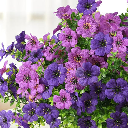 INQCMY Artificial Flowers for Outdoors Faux Plants Fake Flowers Spring Summer Decoration,12 Bundles Faux Silk Colorful Daisy Realistic UV Resistant for Outside Home Planter Window Porch Patio Yard
