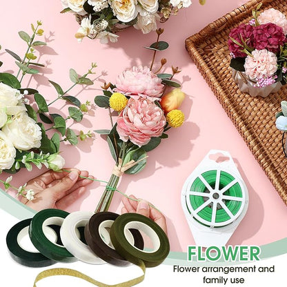 WILLBOND 121 Pcs Floral Arrangement Tool Kit Rose Thorn Remover Pruner Trimmer Gloves 22/26 Gauge Paddle Tie Stem Pearl Corsage Pin Pruning Shears, Florist Garden Tool Gift Kit for Women