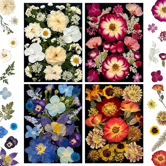 92Pcs Pressed Dried Flowers for Resin, Real Assorted Natural Bulk Dry Floral Leaves for DIY Art Crafts, Epoxy Molds, Jewelry, Soap, Candle Making, Nails Decors
