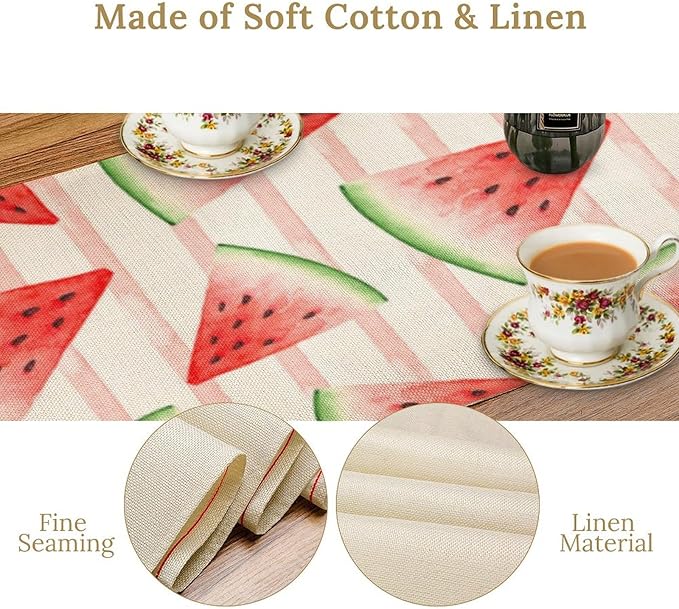 Watermelon Table Runner,Summer Fruit Tropical Birthday Party Decoration Dining Room Home Kitchen Table Decor 13 x 60Inch