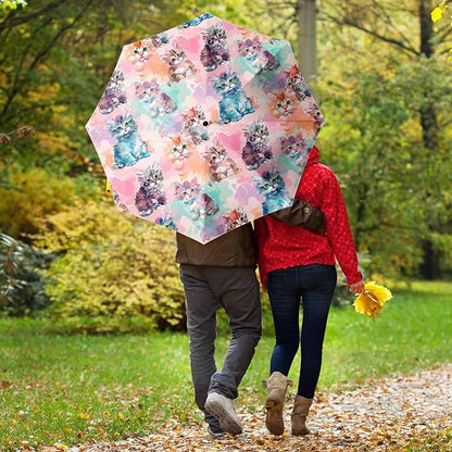 Small Compact Travel Automatic Folding Umbrella for Women, Portable Lightweight, Rain, Wind, UV Sun Shade