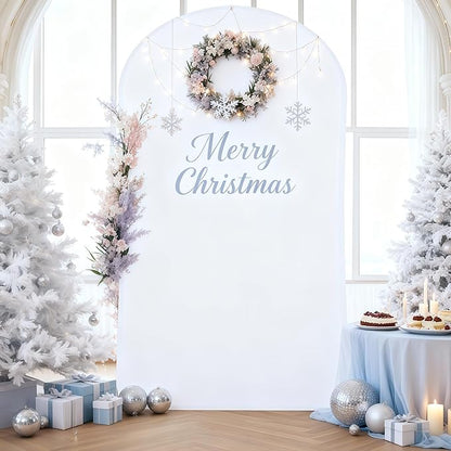 6.6FT White Arch Backdrop Cover - Polyester Fitted Wedding Arch Stand Covers Round Top Chiara Arch Backdrop Cover for Birthday Party Banquet Photo Background Decoration