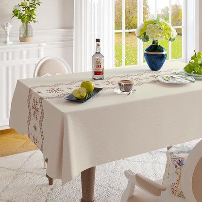 Rectangle Table Cloth,100% Waterproof Tablecloth Oil Proof Spill Proof Vinyl Table Cloth, Wipe Clean Plastic Table Cover for Dining, Camping, Indoor and Outdoor 54" x 84",Snowflake