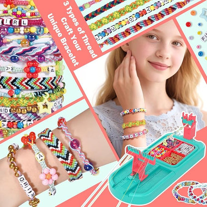 IFLOVE Arts and Crafts for Kids Ages 8-12,Friendship Bracelet Making Kit for Girl,DIY Arts and Crafts Maker for Kids,Jewelry Making Kit Christmas Gifts for Ages 6 7 8 9 10 11 12 Year Old (Blue/Pink)