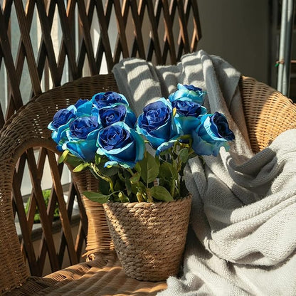 Nubry Artificial Silk Rose Flower Single Stem Lifelike Vintage Fake Rose for Wedding Bouquet Floral Arrangements Home Party Centerpiece Decoration, 10pcs (Vintage Royal Blue)