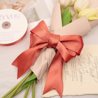 Copper Satin Ribbon, Double Faced 2 Inch X 25 Yards Copper Ribbon, Premium Satin Ribbon for Gift Wrapping, Crafts, Hair Bow Making, Sewing, Flower Bouquet, Wedding Party Decor
