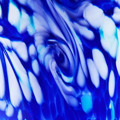 Luxury Lane Hand Blown Cobalt Blue Confetti Art Glass Flower Vase for Home Decor 12 inch Tall Centerpiece Table Decoration