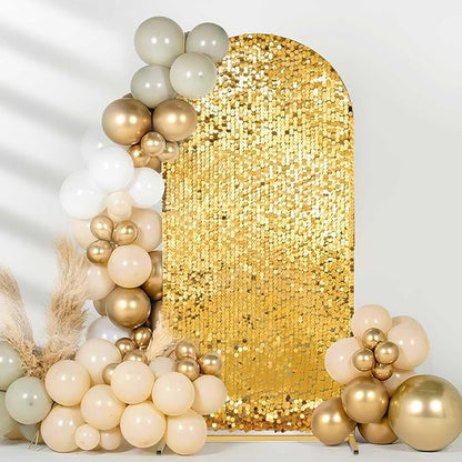 Fanqisi Big Payette Sequin Arch Covers: 6.6FT Arch Backdrop Covers Gold Shimmer Backdrop Cover for Party Bridal Shower Decorations