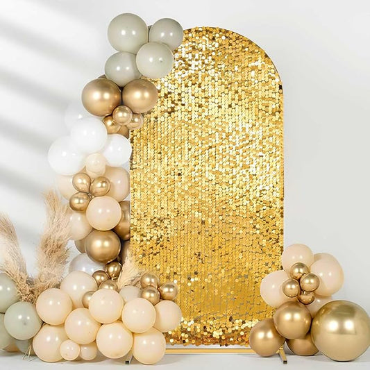 Fanqisi Big Payette Sequin Arch Covers: 6.6FT Arch Backdrop Covers Gold Shimmer Backdrop Cover for Party Bridal Shower Decorations