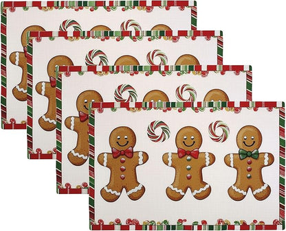 Christmas Candy Canes Placemats Set of 4, Placemats for Dining Table,Heat Resistant Stain Resistant Wipeable Table Mats for Kitchen Dining Holiday Party Home Decor,12x18 Inch