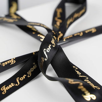 MEEDEE Happy Father's Day Ribbon Fathers Day Decorations Gift Box Wrapping Paper Decor Thank You Satin Thin Ribbon Assorted Black Satin, 5 Rolls with 10 Yards Each Total 50 Yards
