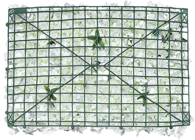 15.74"x 23.62" Artificial Flower Wall Panels,Flower Wall Mat Silk Flower Panels for Outdoor Garden Backyard Fence Fence Privacy Screen and Indoor Wall Decor (6Pcs White)