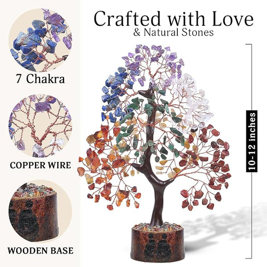 7 chakra tree of life crystal tree, home decor living room decor aesthetic office decor , birthday gifts for women , birthday gifts for mom , retirement gift for woman , crystals and healing stones