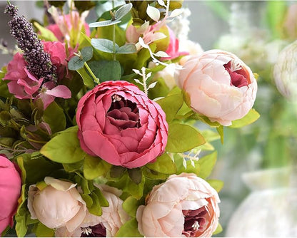 FiveSeasonStuff Vintage Artificial Peonies Silk Peony Flowers and Hydrangeas for Wedding Bridal Home Décor – Beautiful Floral Centerpiece Arrangement Decoration with 2 Bouquets (Mixed Pink)