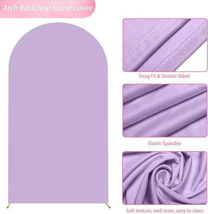 Wokceer 7.2FT Wedding Arch Cover Spandex Fitted Wedding Arch Stand Covers Round Top Chiara Arch Backdrop Cover for Birthday Party Ceremony Banquet Decoration Lavender