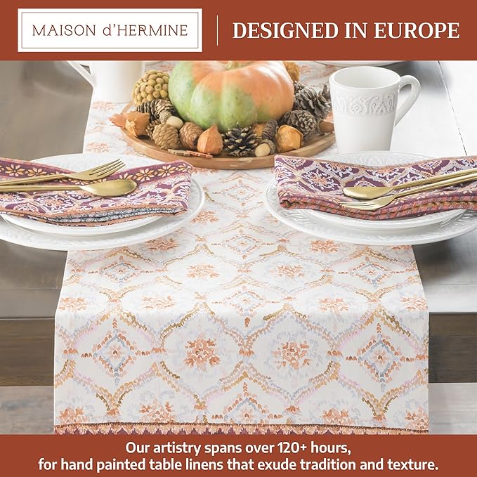 Maison d' Hermine Table Runner 100% Cotton Single Layer Table Runners 108 inches Long for Thanksgiving Christmas Decorations Home Kitchen Dining Party Wedding (Fair Isle, 14.5" x 108")