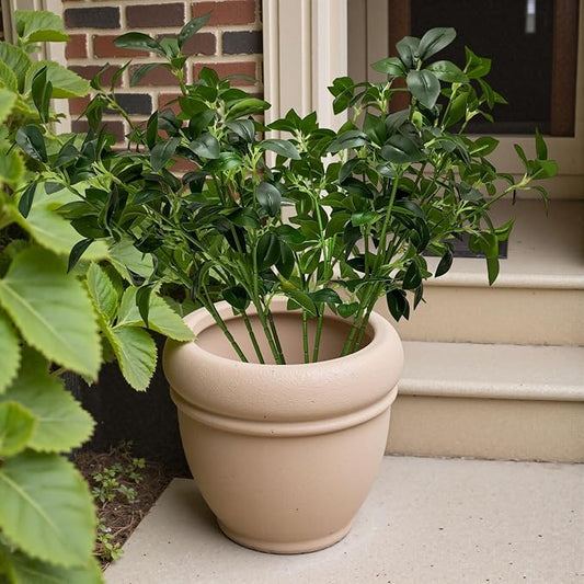 Artificial Flower Stems Bundle, White and Green, for Indoor Outdoor Home Decor (10, Green Leaf)