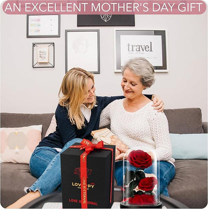 Eternal Flower in a Glass Dome: Preserved Rose - The Perfect Forever Infinity Rose Gift for Her on Valentine's Day, Mother's Day, Birthday, Anniversary, Wedding, and Christmas (9 inch)
