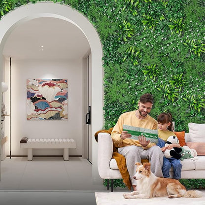 Grass Wall, Artificial Boxwood Panels 20"x20"(12pcs), Privacy Hedge Fence Screen with UV Protection, Greenery Backdrop for Indoor Home Wedding Decor and Outdoor Garden Backyard