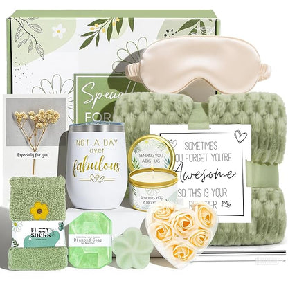 Birthday Gifts for Women, Self Care Gift Get Well Soon Gifts Basket for Women, Flower Relaxing Spa Gift Basket Bath Set,Unique Luxury Self Care Box Gift for Mom Her Wife Sister Girlfriend, Girl Friend