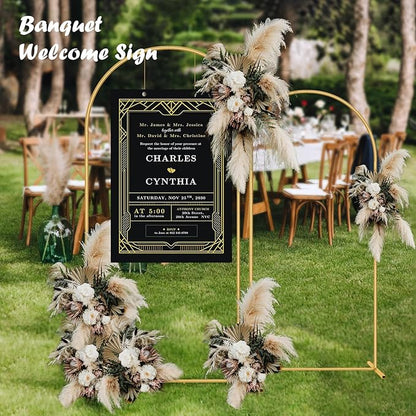 Wedding Arch Backdrop Stand Set of 2 (7.2FT, 6FT),Gold Metal Arch Backdrop Stand,Balloon Arch Stand for Wedding Ceremony Baby Shower Outdoor Indoor Birthday Party Graduation Decoration