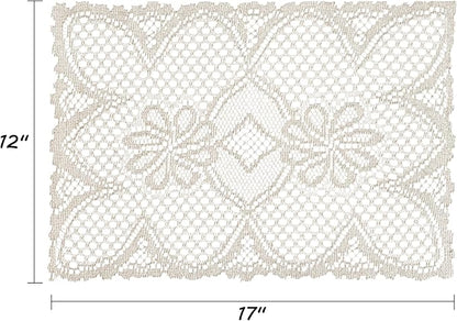Jayla 2 Pcs Rectangle Lace Placemats for Tables Embroidered Lace Tablemats Vintage Crochet Floral Table Runner Vintage Wedding, Tea Party Decor,12x17 Inch