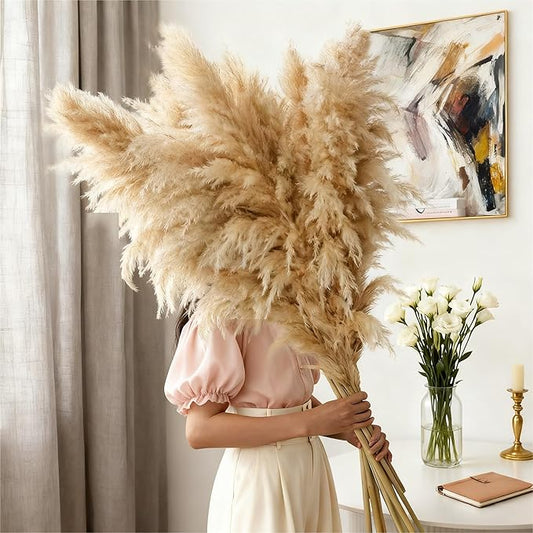 40-inch 20 Stems Tall Pampas Grass Decor. Tall Pampas Dried Flower Decor. Large Pampas Boho Home Decor Bouquet, Fluffy Pampas Grass, for Living Room, Wedding, Party,Home Decor