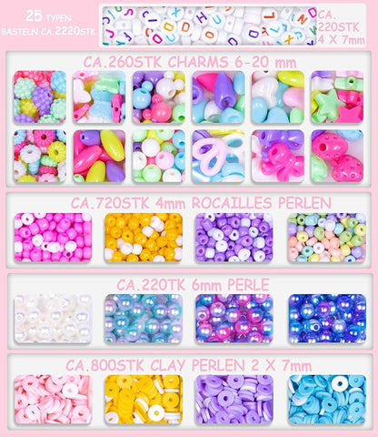 MiuCo Bracelet Making Kit for Girls - Cute Beads for Jewelry Making Kit with Charms - Arts and Crafts for Make Necklaces - Birthday Gifts for Kids Girls Ages 5 6 7 8 9 10 11 12 Macarons