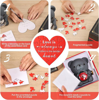 Cute Teddy Bear with Preserved Rose - A Real Rose Flower in Bear with Elegant Gift Box - Romantic Gift for Her in Mother's Day, Weddings, Anniversaries, and Bridal Showers (Grey)