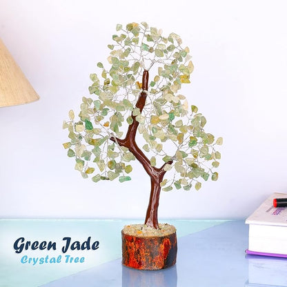 YATHABI Green Jade Crystal - Chakra Decor - Jade Stone Bonsai Tree - Feng Shui Decor - Spiritual Gift - Good Luck - Crystals Money Tree