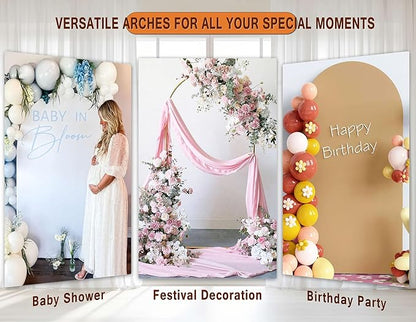 7.2FT Adjustable Wedding Balloon Gold Metal Arch Backdrop Stand, Tool Free Assembly Arch Frame for Birthday Flower Party Bridal Baby Shower Garden Floral Valentine Ceremony Outdoor Indoor Event Decor