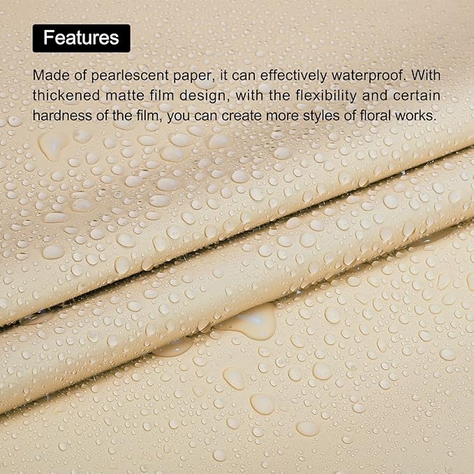 MECCANIXITY 10 Pcs Flower Wrapping Paper 22.8x22.8 Inch Waterproof Florists Wrapping Paper for Florist Bouquet Supplies, DIY Crafts, Gift/Gift Box Packaging Khaki