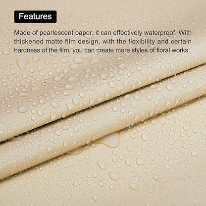 MECCANIXITY 20 Pcs Flower Wrapping Paper 22.8x22.8 Inch Waterproof Florists Wrapping Paper for Florist Bouquet Supplies, DIY Crafts, Gift/Gift Box Packaging Khaki