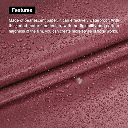 MECCANIXITY Pearlescent Film Flower Wrapping Paper 22.8x22.8 Inch Waterproof for DIY Crafts, Gift/Gift Box Packaging Cherry Red Pack of 20