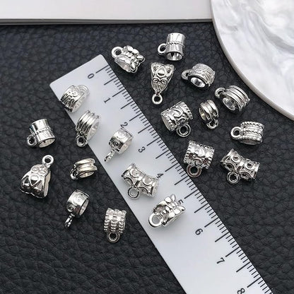 WOCRAFT 60pcs Bright Silver Bails Space Beads Bracelet Charms for Jewelry Making Sets DIY Necklace Bracelet Keychain Crafting Charms Kit Craft Supplies (SN855)