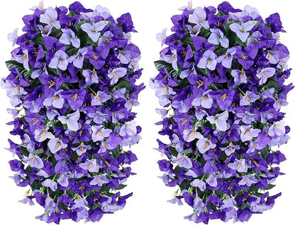 Faux Bougainvillea Artificial Flowers Plants for Outdoor Outside Spring Decoration, 2pcs Fake Silk Long Trailing Vines UV Resistant Realistic for Front Door Porch Planter Urn Patio Balcony Yard, Mix
