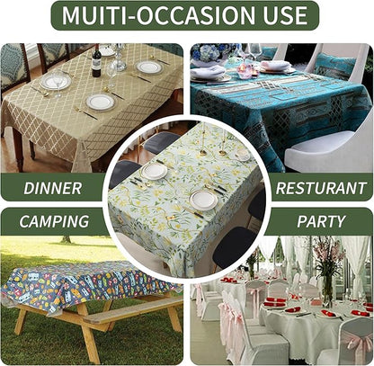 Square Table Cloth,100% Waterproof Tablecloth Oil Proof Spill Proof Vinyl Table Cloth, Wipe Clean Plastic Table Cover for Dining, Camping, Indoor and Outdoor 54" x 54",Leaves