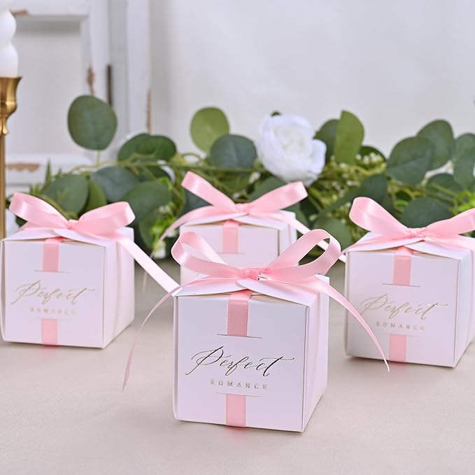 Double Face Pearl Pink Satin Ribbon 3/8 inch X 50 Yards Polyester Pearl Pink Ribbon for Gift Wrapping Very Suitable for Weddings Party Invitation Decorations and More