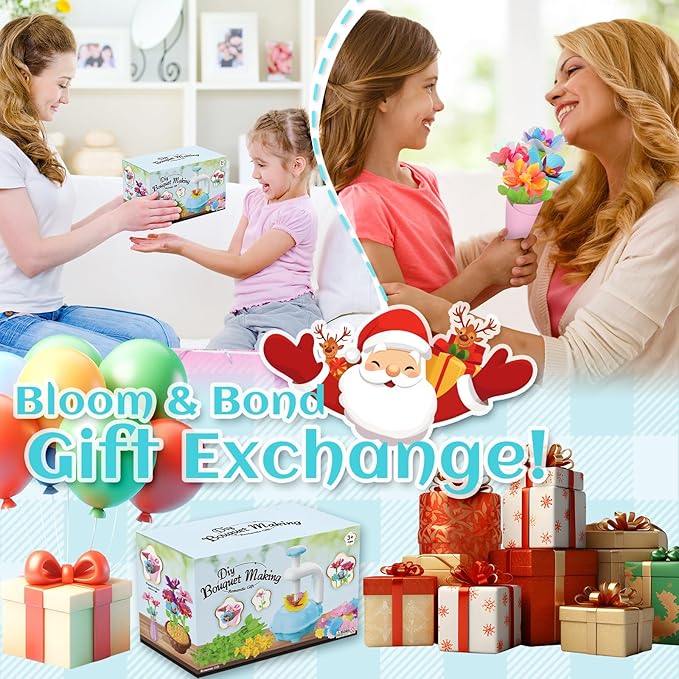 Kufanda Arts and Crafts for Kids 4-6, Toddler & Creative Fabric Flower Bouquets Toys for 4-8 Year Old Kids, Ideal Christmas Gifts for Granddaughters & Craft Lovers, Educational Fun DIY Activity Set