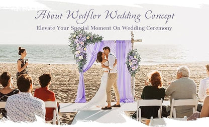 Wedding Arch Flowers with Drapes Kit (Pack of 4) - 2pcs Artificial Lilac Deluxe Swag with 2pcs Sheer Drapes for Wedding Ceremony Arbor Reception Backdrop Rose Floral Decoration