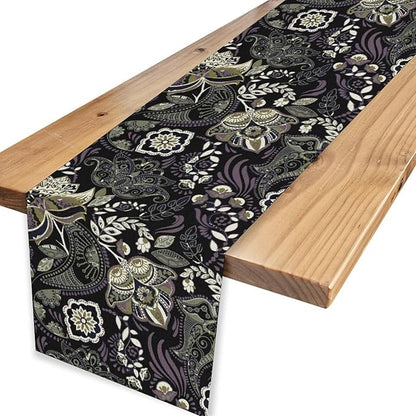 Retro Paisley Table Runner, Rustic Traditional Farmhouse Boho Floral Print Linen Coffee Table Center Decor for Family Kitchen Farmhouse Holiday Party Table Decorations Indoor Outdoor 13x36 inch