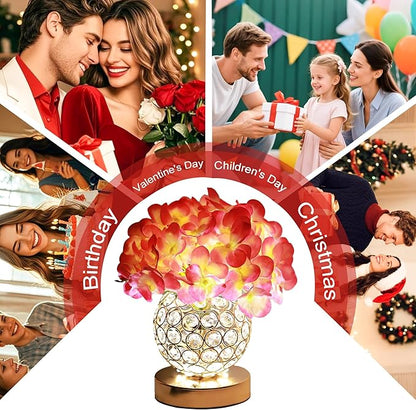 Artificial Hydrangea Flower Lamp with Remote Control, 3 Color Dimmable Night Light, Ideal Home Decor for Bedroom Living Room Wedding Coffee, Gifts for Women Friend Wife on Christmas Birthday